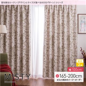 窓を飾るカーテン（デザインとサイズが選べる8000パターン）モダン MISTY（ミスティ） 遮光2級 （AL） 幅100cm×丈190cm（2枚組） ベージュ