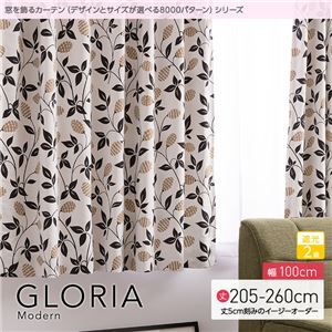 窓を飾るカーテン（デザインとサイズが選べる8000パターン）モダン GLORIA（グロリア） 遮光2級 （AL） 幅100cm×丈260cm（2枚組） ブラック