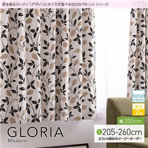 窓を飾るカーテン（デザインとサイズが選べる8000パターン）モダン GLORIA（グロリア） 遮光2級 形態安定 （AL） 幅200cm×丈240cm（1枚） ブラック