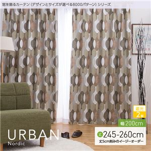 窓を飾るカーテン（デザインとサイズが選べる8000パターン）北欧デザイン URBAN（アーバン） 遮光2級 （AL） 幅200cm×丈260cm（1枚） ブルー