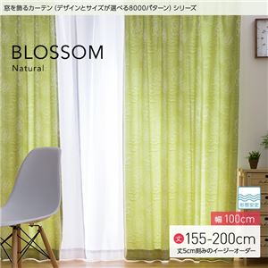 窓を飾るカーテン（デザインとサイズが選べる8000パターン）ナチュラル BLOSSOM（ブロッサム） 遮光2級 形態安定 （MZ） 幅100cm×丈180cm（2枚組） ブルー