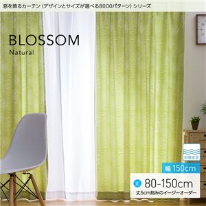 窓を飾るカーテン（デザインとサイズが選べる8000パターン）ナチュラル BLOSSOM（ブロッサム） 遮光2級 形態安定 （MZ） 幅150cm×丈125cm（2枚組） ブルー