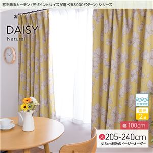 窓を飾るカーテン（デザインとサイズが選べる8000パターン）ナチュラル DAISY（デイジー） 遮光2級 形態安定 （AL） 幅100cm×丈235cm（2枚組） ピンク