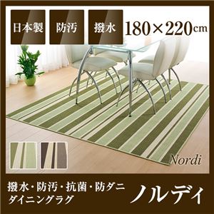 国産デザインラグマット（撥水・防汚・抗菌・防ダニダイニングラグ）ノルディ 180×220cm ブラウン