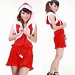 【サンタクロース コスプレ 衣装】コスプレ 可愛いフード付きベストクリスマスサンタさん