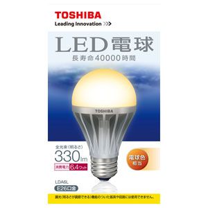 東芝 LED電球 一般電球形 6.4W（全光束:330 lm/電球色相当） TOSHIBA[ LDA6L ]