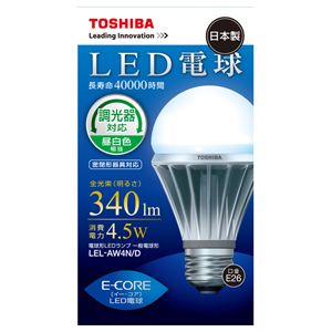 東芝 電球形LEDランプ（全光束:340 lm/昼白色相当） E-CORE（イー・コア）[ LEL-AW4N/D ]