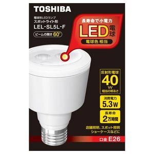 東芝 電球形LEDランプ 高出力タイプ（全光束:160 lm/電球色相当） （口金E26）[ LEL-SL5L-F ]