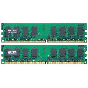 BUFFALO PC2-6400（DDR2-800）デスクトップ用メモリ 4GB（2GB×2枚） [ D2/800-2GX2 ]