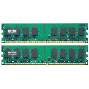 BUFFALO PC2-6400（DDR2-800）デスクトップ用メモリ 4GB（2GB×2枚） [ D2/800-2GX2 ]