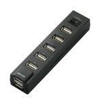 BUFFALO 7ポート USB2.0ハブ（ブラック） バス&セルフパワー電源（集中スイッチ付）[ BSH7A02-BK ]