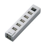 BUFFALO 7ポート USB2.0ハブ（シルバー） バス&セルフパワー電源（集中スイッチ付）[ BSH7A02-SV ]
