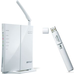 BUFFALO 150メガハイパワー無線ルータ（親機+USB子機） 11n技術搭載 11g&b 無線LANブロードバンドルーター USB2.0用 無線LAN子機セット[ WHR-HP-GN/U ]