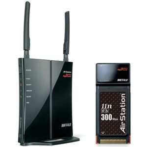 BUFFALO 300メガハイパワー無線ルータ（親機+CardBus用 無線LAN子機セット） 「11n」に正式対応したハイパワーモデル[ WHR-HP-G300N/P ]