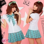 コスプレ 2011新作 アキバ系チェック柄セーラー服コスチューム3点セット