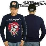 Ed Hardy（エドハーディー） メンズ 長袖 Tシャツ BEAUTIFUL GOST ビューティフル ゴースト/ ネイビー【R0DEAAZY】 L