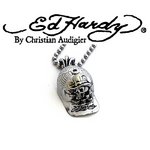 Ed Hardy（エドハーディー） アクセサリー ネックレス（ペンダント） ドッグタグネックレス HAT SKULL PENDANT　ハート、スカル/EHP02SRSS