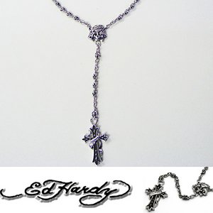 Ed Hardy（エドハーディー） アクセサリー ネックレス（ペンダント） LOVE KILLS SLOWLY ラブキル クロス EHN08SS