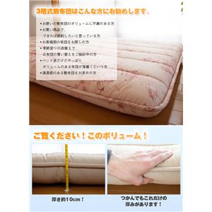 ボリューム3層式敷布団(東レセベリス綿使用・柄おまかせ) ダブル ブルー画像その1更新中