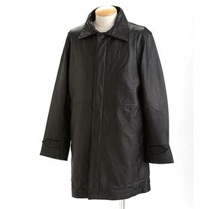 ラムレザーセミロングコート ブラック LL