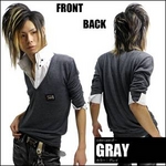 Luxury Black（ラグジュアリーブラック） メタルプレートレイヤードニットボタンダウンシャツ GRY（グレー） Mサイズ