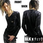 Luxury Black（ラグジュアリーブラック） メタルプレートネーム総柄シャイニーロンTee チェック Fサイズ