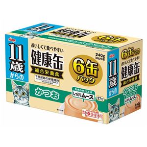 （まとめ）アイシア 11歳からの健康缶 かつお40g×6P【猫用・フード】【ペット用品】【×12セット】
