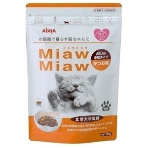 （まとめ）アイシア MiawMiawカリカリ小粒かつお270g【猫用・フード】【ペット用品】【×12セット】