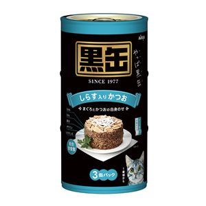（まとめ）アイシア A黒缶 しらす入りかつお 160g×3P【猫用・フード】【ペット用品】【×18セット】