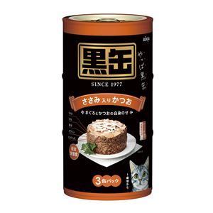 （まとめ）アイシア A黒缶 ささみ入りかつお 160g×3P【猫用・フード】【ペット用品】【×18セット】
