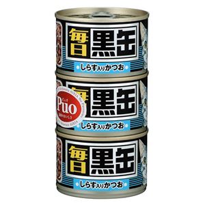 （まとめ）アイシア 毎日 黒缶 しらす入りかつお 160g×3P【猫用・フード】【ペット用品】【×18セット】