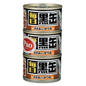 （まとめ）アイシア 毎日 黒缶 ささみ入りかつお 160g×3P【猫用・フード】【ペット用品】【×18セット】