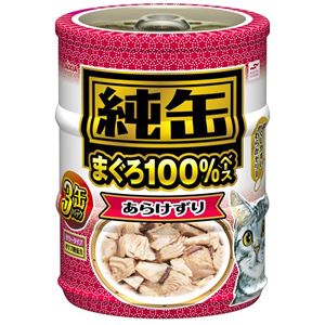 （まとめ）アイシア 純缶ミニ3P あらけずり 65g×3缶 【猫用・フード】【ペット用品】【×24セット】