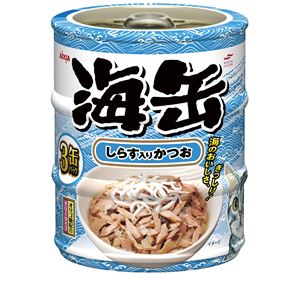 （まとめ）アイシア 海缶ミニ3P しらす入りかつお 60g×3 【猫用・フード】【ペット用品】【×24セット】