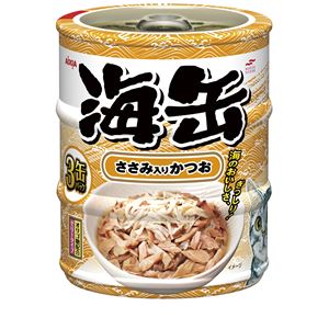 （まとめ）アイシア 海缶ミニ3P ささみ入りかつお 60g×3 【猫用・フード】【ペット用品】【×24セット】