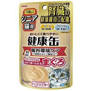（まとめ）アイシア シニア猫用 健康缶パウチ腸内環境ケア 40g 【猫用・フード】【ペット用品】【×48セット】