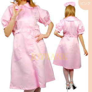 正統派☆白衣の天使ナースワンピース【イベント/仮装/ハロウィン/コスプレ/コスチューム/衣装/制服】01000569 Sサイズ ピンク