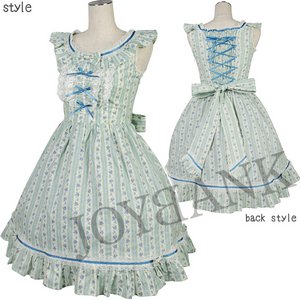 ブルーフラワー☆ノベルティストライプワンピース【お嬢様/ロリータ/姫系/イベント/仮装/パーティ/コスプレ/コスチューム/衣装】01000573 Mサイズ 
