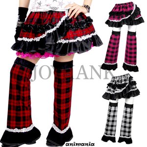 《大きいサイズ》レッグカバー付きチェック柄スカート【パンク/ロック/カジュアル/コスプレ/コスチューム/衣装】04000273 ピンク