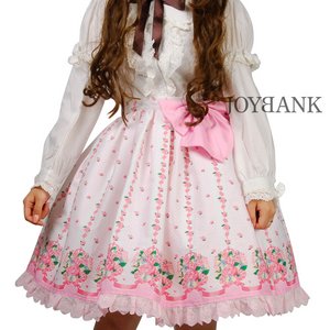 ピンクのお花柄☆ロマンスフラワースカート＆カチューシャ【ロリータ/コスプレ/コスチューム/衣装】04000290-5Lサイズ 