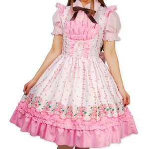 ロマンスフラワー♪ジャンパースカート＆カチューシャ【ハロウィン/クリスマス/イベント/パーティ/仮装/コスプレ/コスチューム/ロリータ/衣装】01000638-Mサイズ