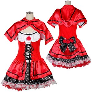 ドットスカートの赤ずきんちゃん♪ ミニ丈ワンピース【ハロウィン/クリスマス/イベント/仮装/パーティ/コスプレ/コスチューム/キャラクター/衣装】01000641