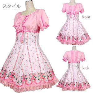 ロマンスフラワー♪ハイウエスト切替えワンピース【ハロウィン/クリスマス/イベント/パーティ/仮装/コスプレ/コスチューム/ロリータ/衣装】01000640-Mサイズ