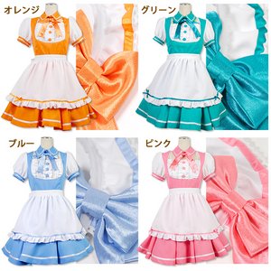 《大きいサイズ》ときめきメイドワンピース★フレッシュカラー【コスプレ/コスチューム/メイド/衣装】04000299ピンク5Lサイズ 