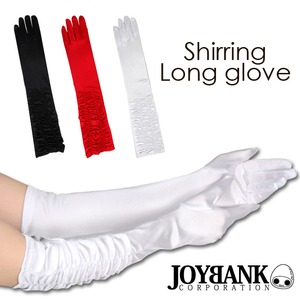 見違えドレスコーデ★シャイニーロンググローブ♪シャーリング【手袋/ダンス/パーティ/コスプレ/コスチューム/衣装】09000102-F：レッド