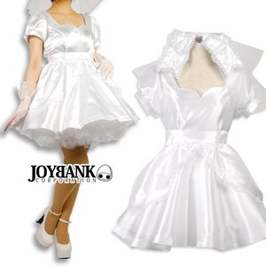 《大きいサイズ》憧れの花嫁に♪純白のショート丈ウエディングドレス【ハロウィン/クリスマス/イベント/パーティ/仮装/フォーマル/コスプレ/コスチューム/衣装】04000323-5L