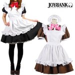 正統派☆ベーシックスタイルのリボンメイドワンピース【ハロウィン/クリスマス/イベント/パーティ/仮装/コスプレ/コスチューム/メイド/衣装】02000138 ブラウンLサイズ 