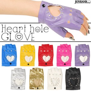 指抜きカラーグローブ★ハート＆スタッズ★フィンガーレス【ロック/パンク/手袋】09000265 パープル