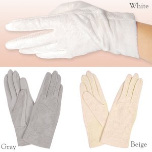 《2014春夏》滑り止め付き☆ローズ＆メッシュ ショートグローブ【手袋/紫外線対策】GR003 ベージュ