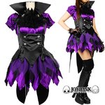 バイオレットサテン★デビルガールコスチューム【ハロウイン/クリスマス/イベント/仮装/パーティ/コスプレ/コスチューム/衣装】01000667 Lサイズ